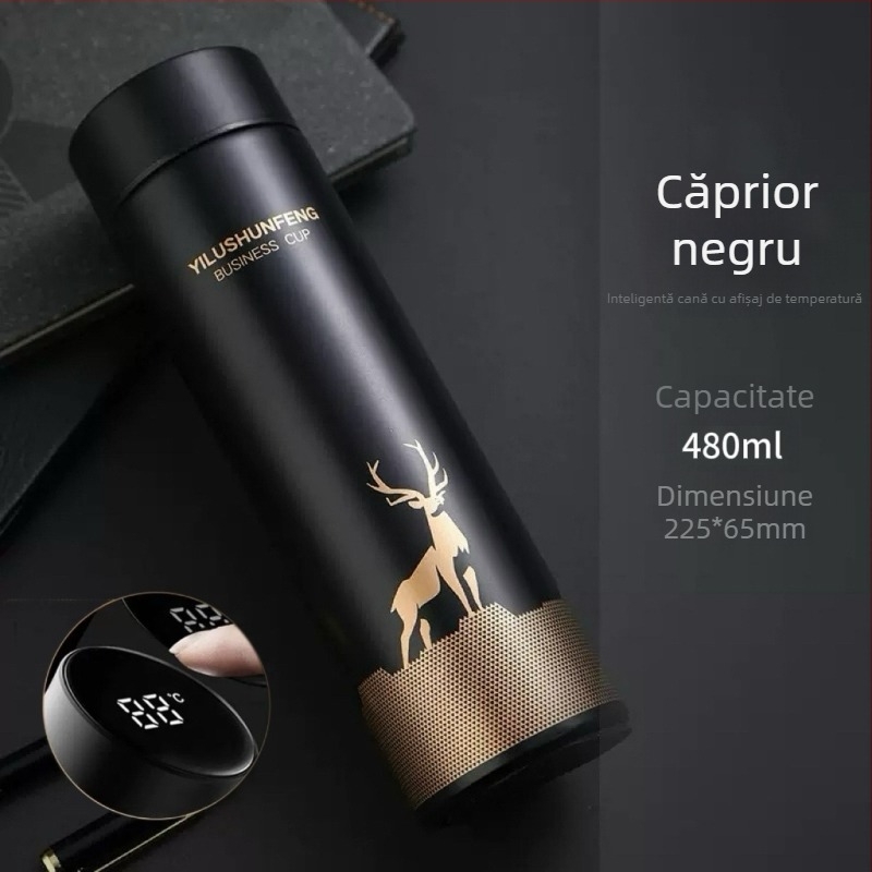 Cană termoizolantă inteligentă din oțel inoxidabil 304, design drept pentru afaceri, cu afișaj de temperatură, cană promoțională cu logo personalizat