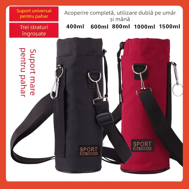 Husă pentru sticlă din material Oxford, izolată, groasă, rezistentă la uzură și la căderi, protecție termică, curea crossbody pentru exterior