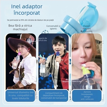 Capac 3 în 1 pentru sticlă cu pai, adaptor pentru gură mare și capac de conversie a gurii pentru sticlele copiilor, design cu frunză Orientală