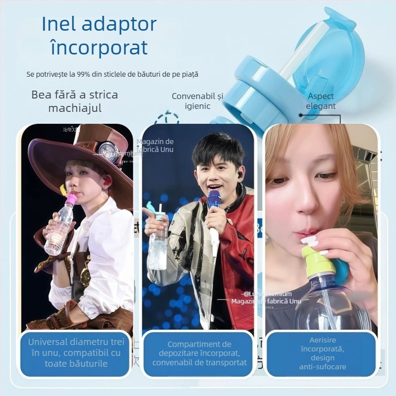 Capac 3 în 1 pentru sticlă cu pai, adaptor pentru gură mare și capac de conversie a gurii pentru sticlele copiilor, design cu frunză Orientală