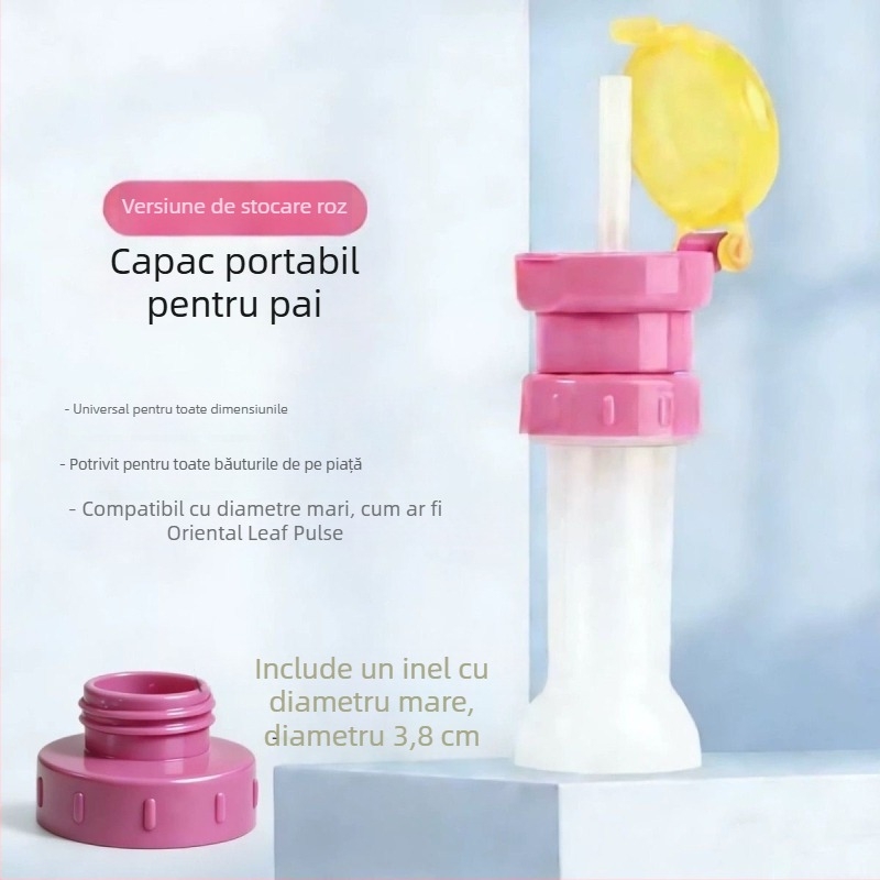 Capac 3 în 1 pentru sticlă cu pai, adaptor pentru gură mare și capac de conversie a gurii pentru sticlele copiilor, design cu frunză Orientală