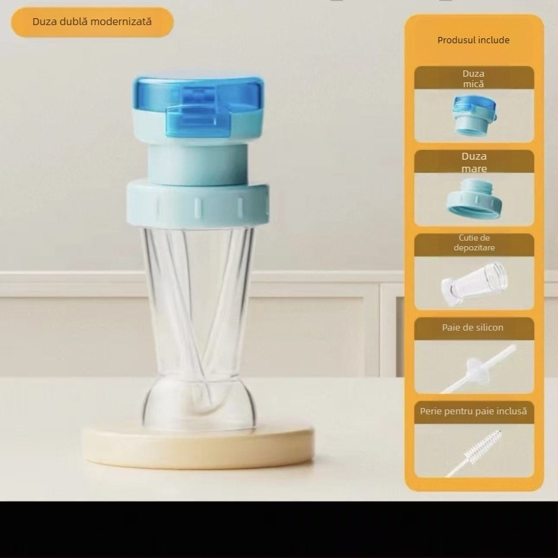 Capac 3 în 1 pentru sticlă cu pai, adaptor pentru gură mare și capac de conversie a gurii pentru sticlele copiilor, design cu frunză Orientală