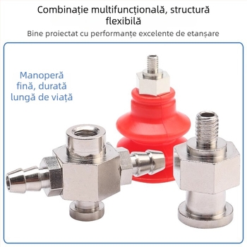 Accesorii pentru brațul robotic: ventuză, cap mare și cap mic, adaptor filet M5, T din fier și cot, conector pneumatic rapid