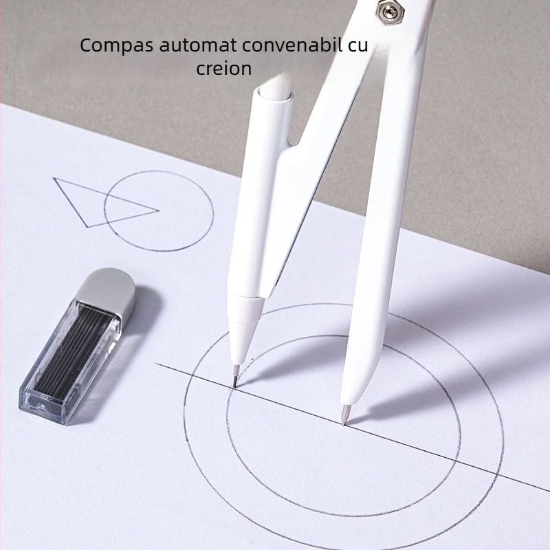 Deli set metal cu compas și riglă pentru elevi din învățământul primar și gimnazial, set de patru piese pentru desen