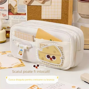 Penar drăguț cu design de brânză pentru elevi, model nou 2025, aspect estetic ridicat, stil INS, capacitate mare, set de rechizite.