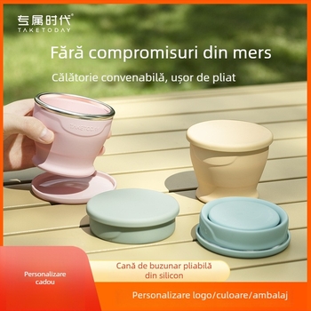 Exclusive Era Pahar pliabil din silicon, de înaltă calitate alimentară, portabil, pentru drumeții, ceai și călătorii
