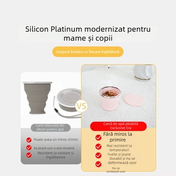 Exclusive Era Pahar pliabil din silicon, de înaltă calitate alimentară, portabil, pentru drumeții, ceai și călătorii