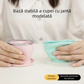 Exclusive Era Pahar pliabil din silicon, de înaltă calitate alimentară, portabil, pentru drumeții, ceai și călătorii