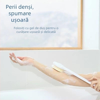 Perie de baie cu peri moi și mâner lung pentru exfolierea spatelui și a corpului