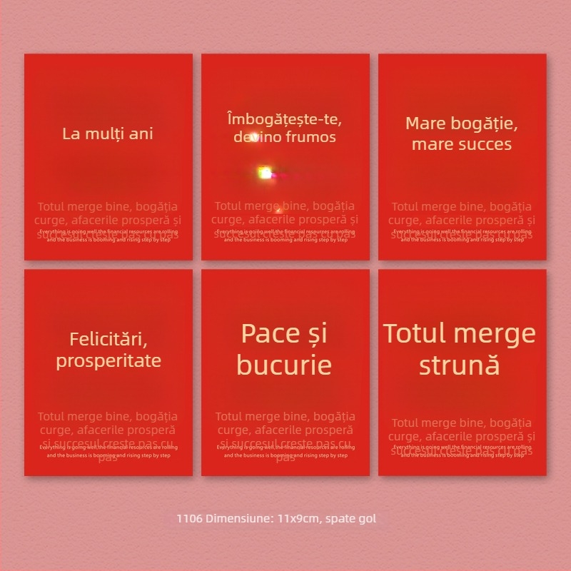Felicitare cu noroc și bogăție pentru Festivalul Primăverii și Anul Nou – scrisă de mână, decorativă