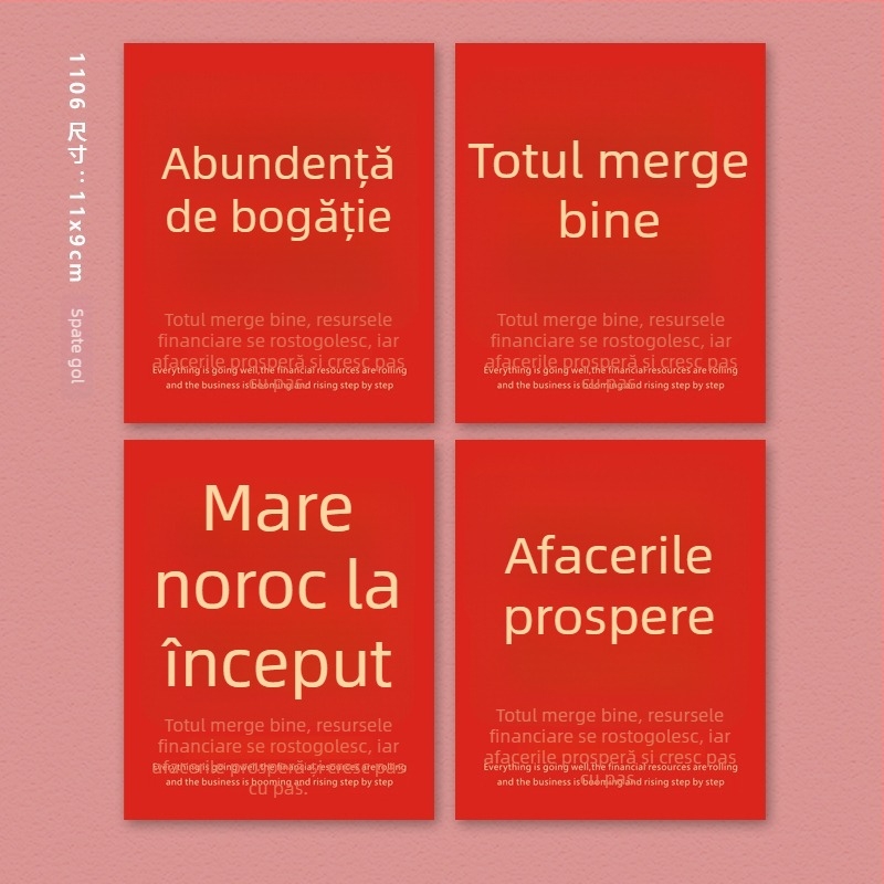 Felicitare cu noroc și bogăție pentru Festivalul Primăverii și Anul Nou – scrisă de mână, decorativă