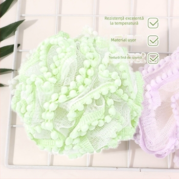 Bilă de baie cu floare și perle – burete spumant, accesoriu drăguț pentru baie