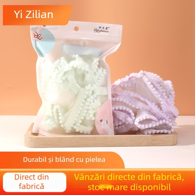 Bilă de baie cu floare și perle – burete spumant, accesoriu drăguț pentru baie
