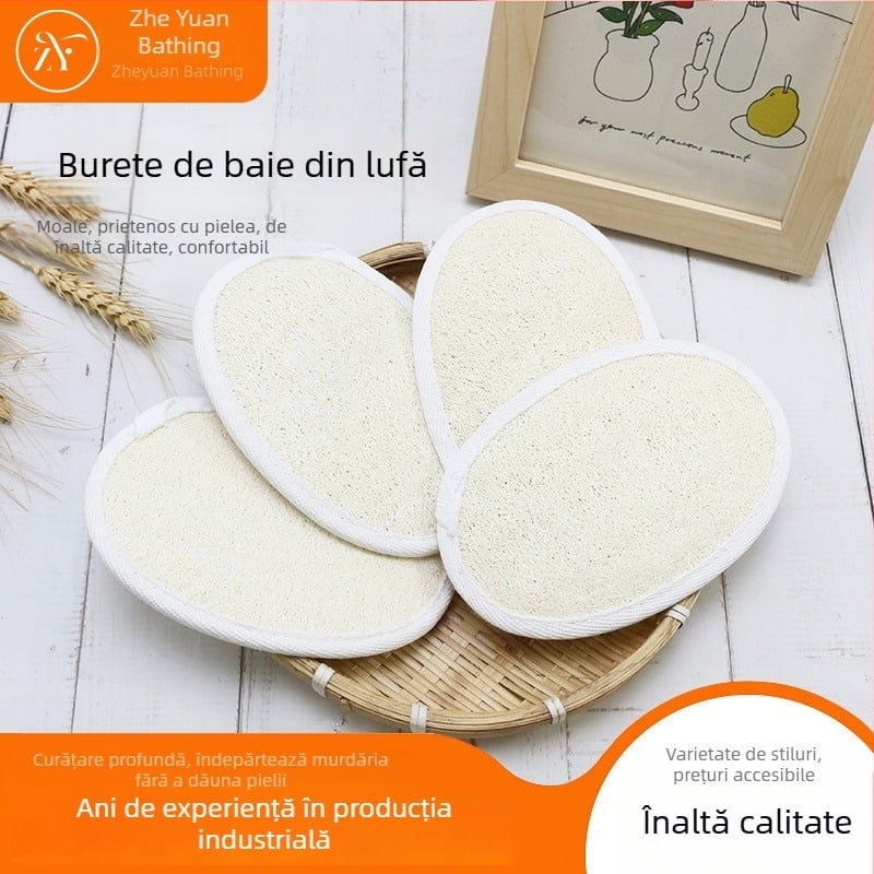 Set de baie cu loofah: burete de loofah, floare de loofah, prosop de baie din loofah, minge de baie, curățitor manual pentru baie