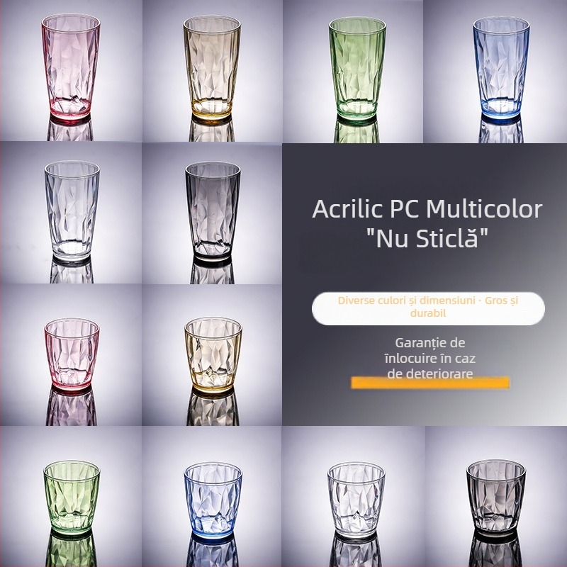 Pahar de apă din acrilic, material PC, stil de relaxare, rezistent la temperaturi înalte și la impact