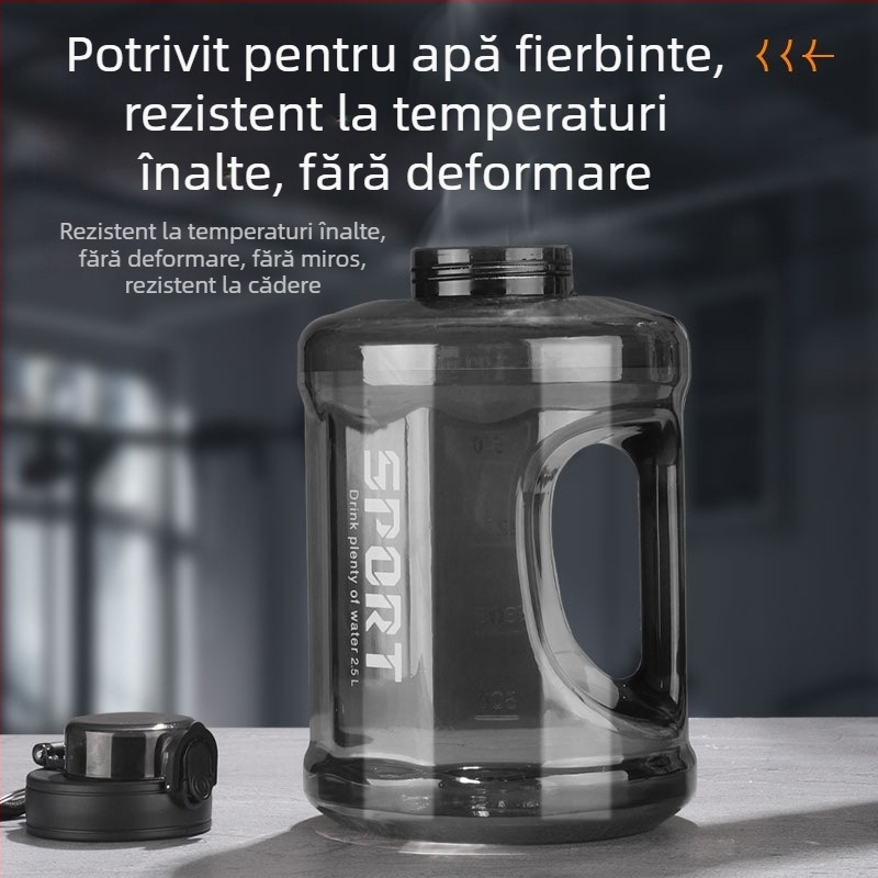 Sticlă de apă din plastic cu pai, capacitate mare, rezistentă la căderi, portabilă, cilindrică, stil spațial