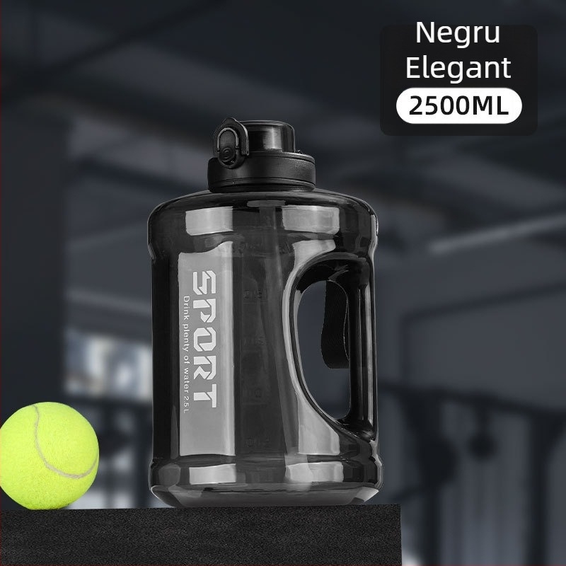 Sticlă de apă din plastic cu pai, capacitate mare, rezistentă la căderi, portabilă, cilindrică, stil spațial