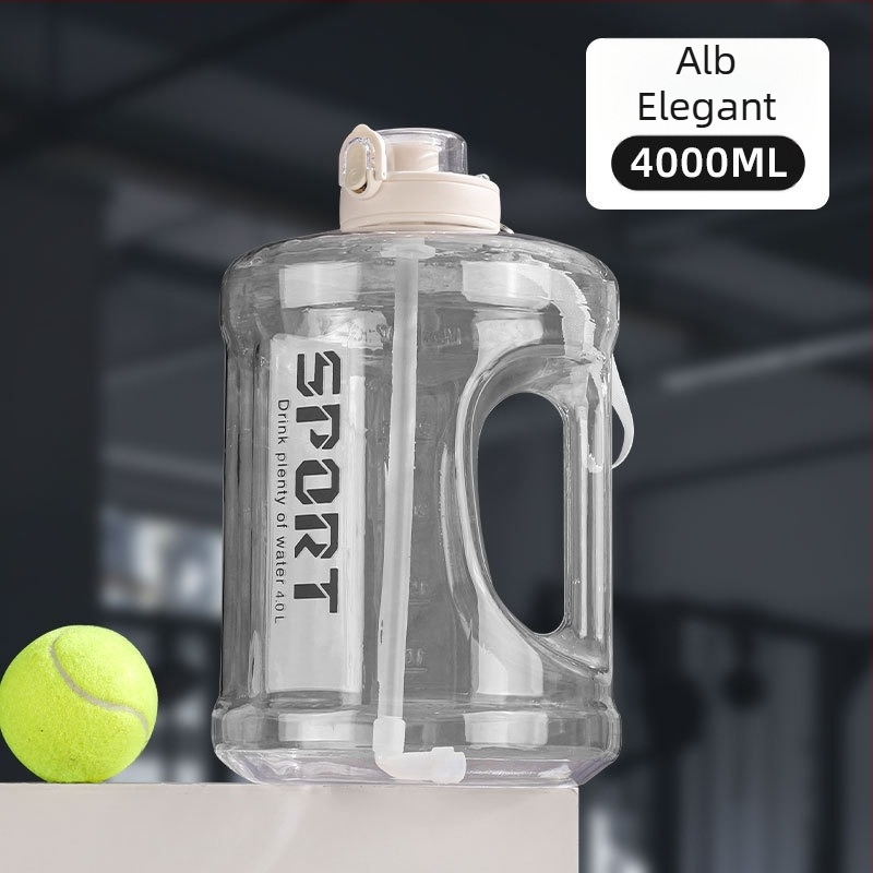 Sticlă de apă din plastic cu pai, capacitate mare, rezistentă la căderi, portabilă, cilindrică, stil spațial