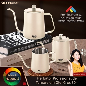 Ceainic pentru pour-over din oțel inoxidabil 304, cu control al temperaturii, gură îngustă și lungă, unelte de cafea lucrate manual
