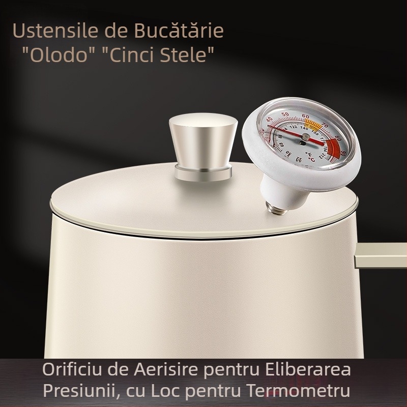 Ceainic pentru pour-over din oțel inoxidabil 304, cu control al temperaturii, gură îngustă și lungă, unelte de cafea lucrate manual