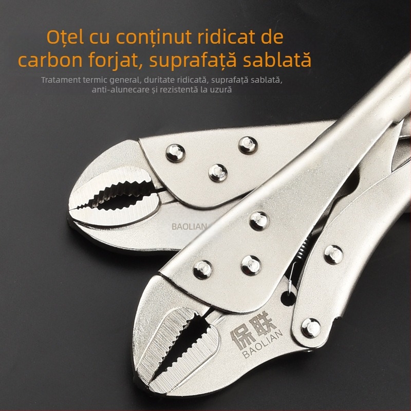 Clește industrial multifuncțional cu gură rotundă, clemă automată tip C și vârf plat pentru etanșare rapidă