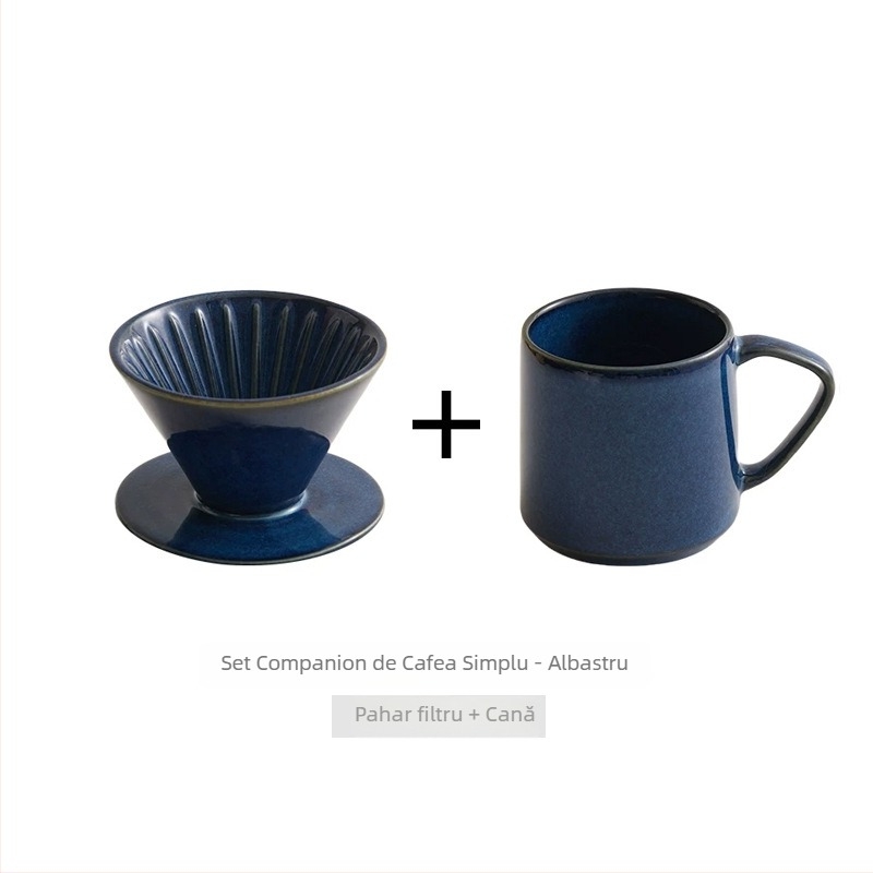 Cafetieră ceramică pentru cafea turnată manual, filtru în stil englezesc, set retro de filtre pentru cafea, ustensile pentru filtrare prin picurare, set cadou