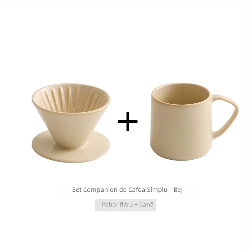 Cafetieră ceramică pentru cafea turnată manual, filtru în stil englezesc, set retro de filtre pentru cafea, ustensile pentru filtrare prin picurare, set cadou