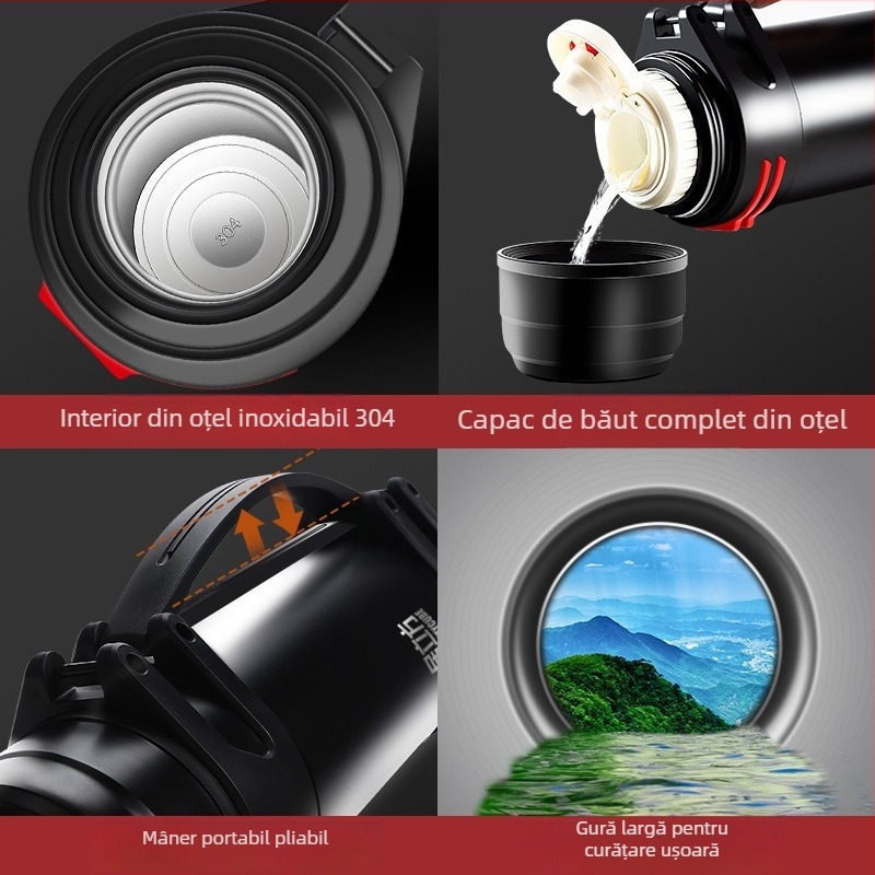 Termos pentru bărbați, cu capacitate mare, ceașcă izolată pentru ceai