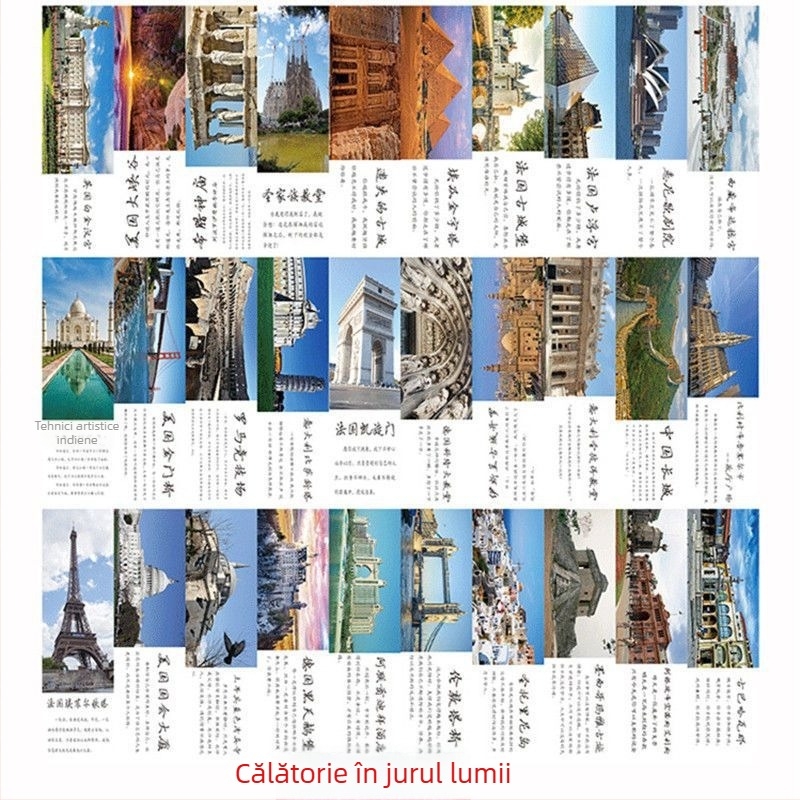 Set de 30 semne de carte din hârtie, în stil retro chinezesc, cu poezii estetice inspirate de Twenty-Four Solar Terms, pentru elevi.