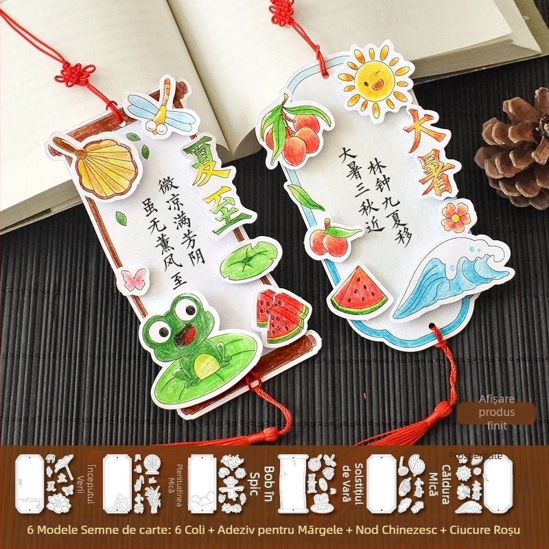 24 de intervale solare – semn de carte pentru colorat 3D, semifabricat, realizat manual, desen cu linii