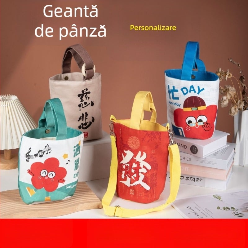Geantă de umăr din pânză, cilindrică, pentru călătorii casual și ieșiri
