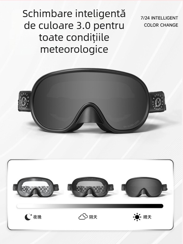 Ochelari pentru motocicletă, zi-noapte, stil retro, pentru cască Harley, protecție împotriva vântului, culoare schimbătoare, compatibili cu ochelari de vedere