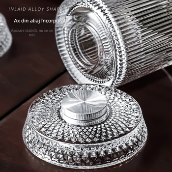 Pahar din cristal rotativ pentru bere și whisky, cu bază din sticlă, pahar de relaxare, design modern minimalist, lux pentru uz casnic