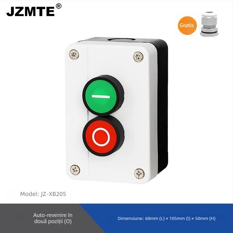 Cutie de control portabilă industrială cu buton impermeabil pornire/oprit, indicator cu săgeată și oprire de urgență cu resetare automată