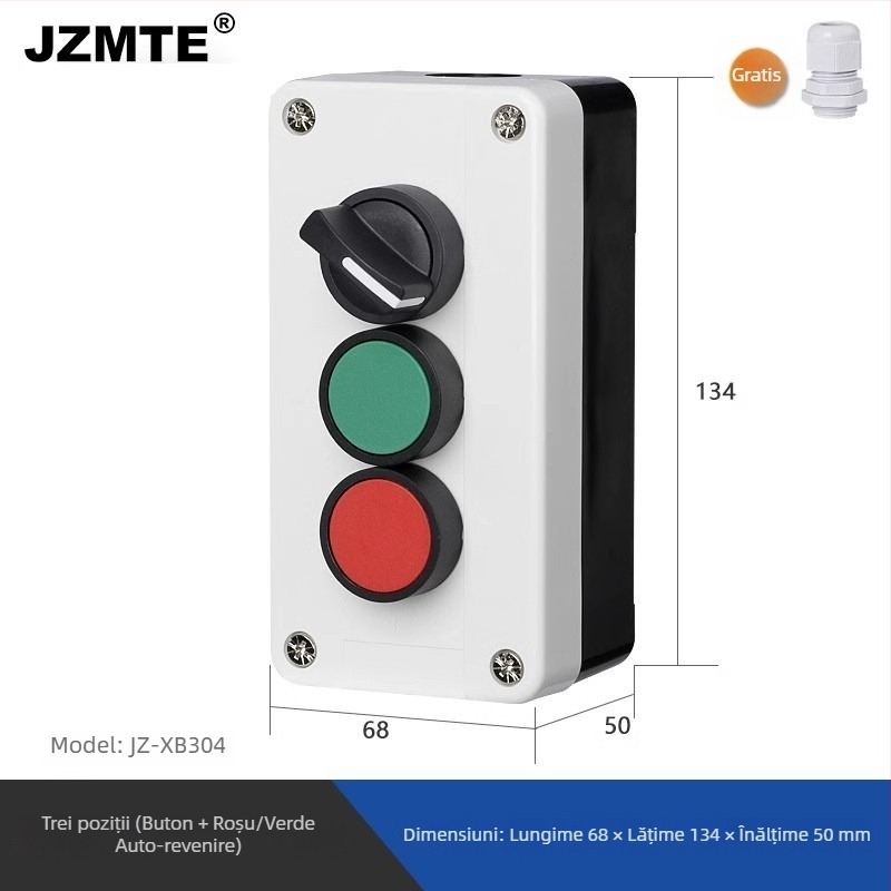Cutie de control portabilă industrială cu buton impermeabil pornire/oprit, indicator cu săgeată și oprire de urgență cu resetare automată