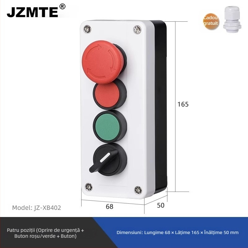 Cutie de control portabilă industrială cu buton impermeabil pornire/oprit, indicator cu săgeată și oprire de urgență cu resetare automată