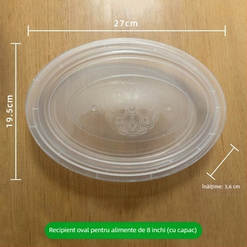 Farfurie de unică folosință din plastic, cu capac, rotundă, pentru grătar și picnic, compatibilă cu microunde