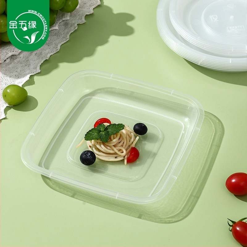 Farfurie de unică folosință din plastic, cu capac, rotundă, pentru grătar și picnic, compatibilă cu microunde