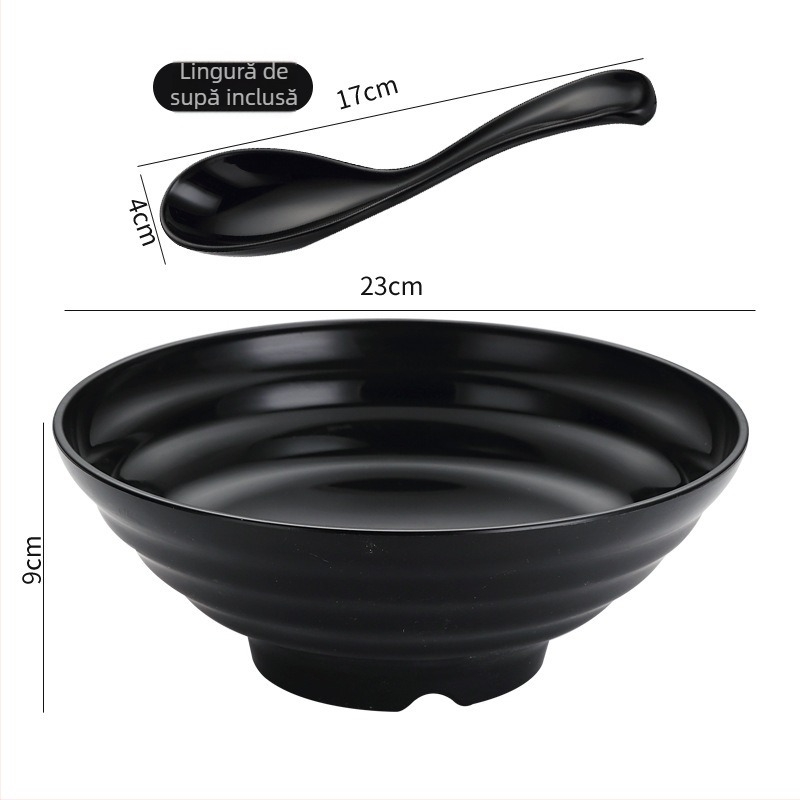 Vas de ramen în stil japonez cu lingură, protecție împotriva arsurilor, bol mare pentru supe picante, formă conică, potrivit pentru uz casnic și profesional