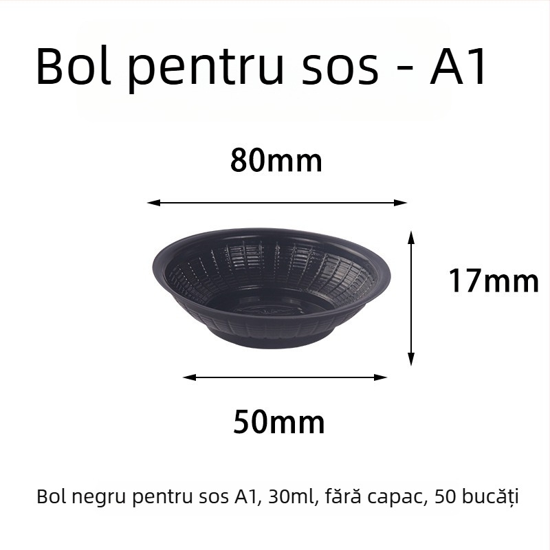 Recipient din plastic transparent, rotund, de unică folosință, pentru sosuri și condimente
