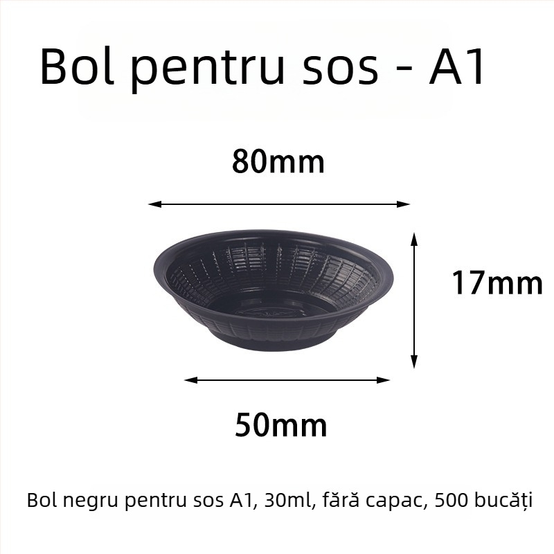 Recipient din plastic transparent, rotund, de unică folosință, pentru sosuri și condimente