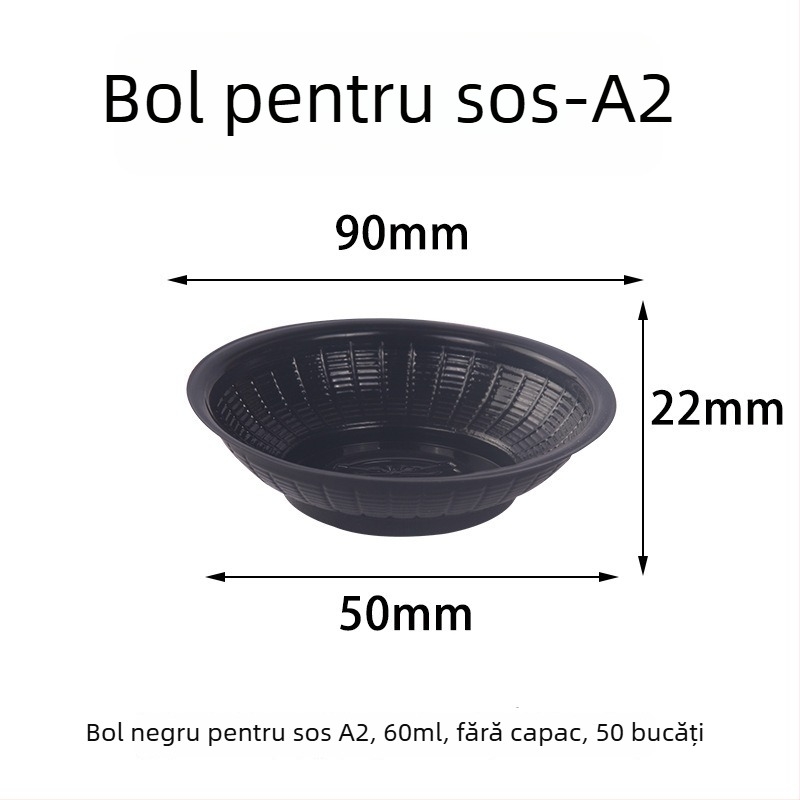 Recipient din plastic transparent, rotund, de unică folosință, pentru sosuri și condimente