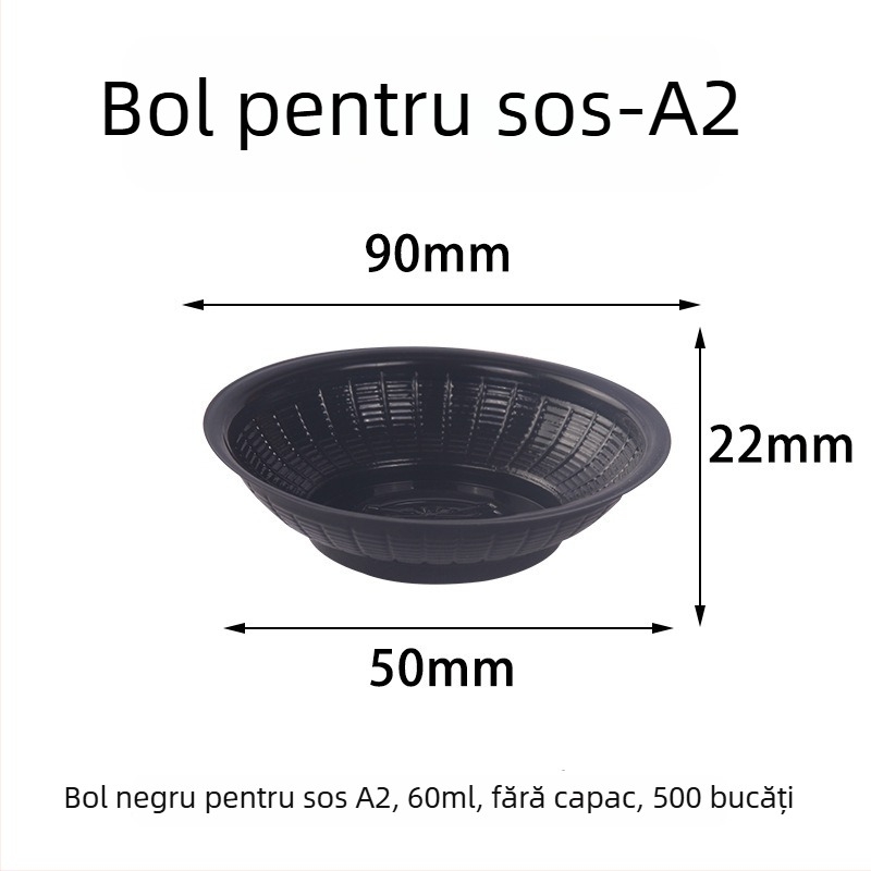 Recipient din plastic transparent, rotund, de unică folosință, pentru sosuri și condimente