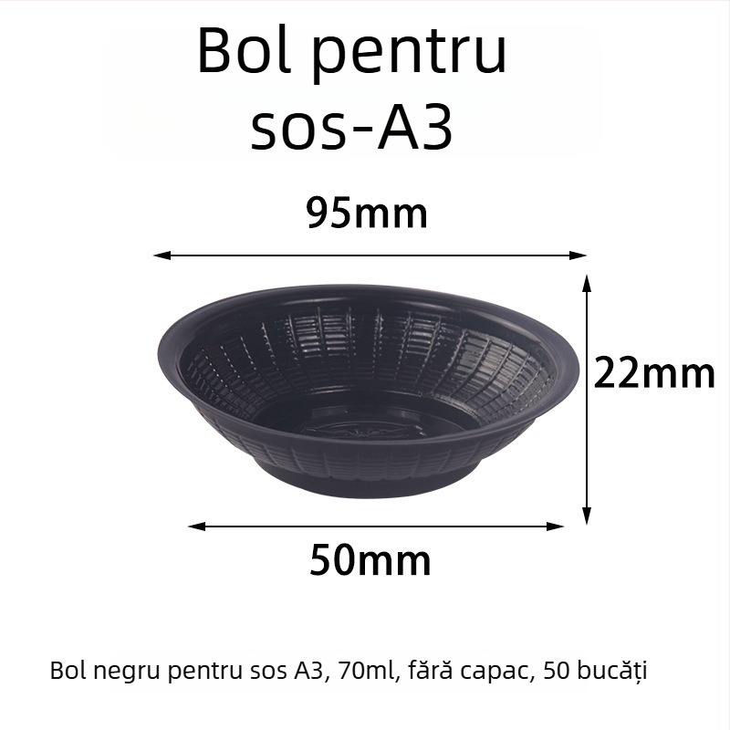 Recipient din plastic transparent, rotund, de unică folosință, pentru sosuri și condimente