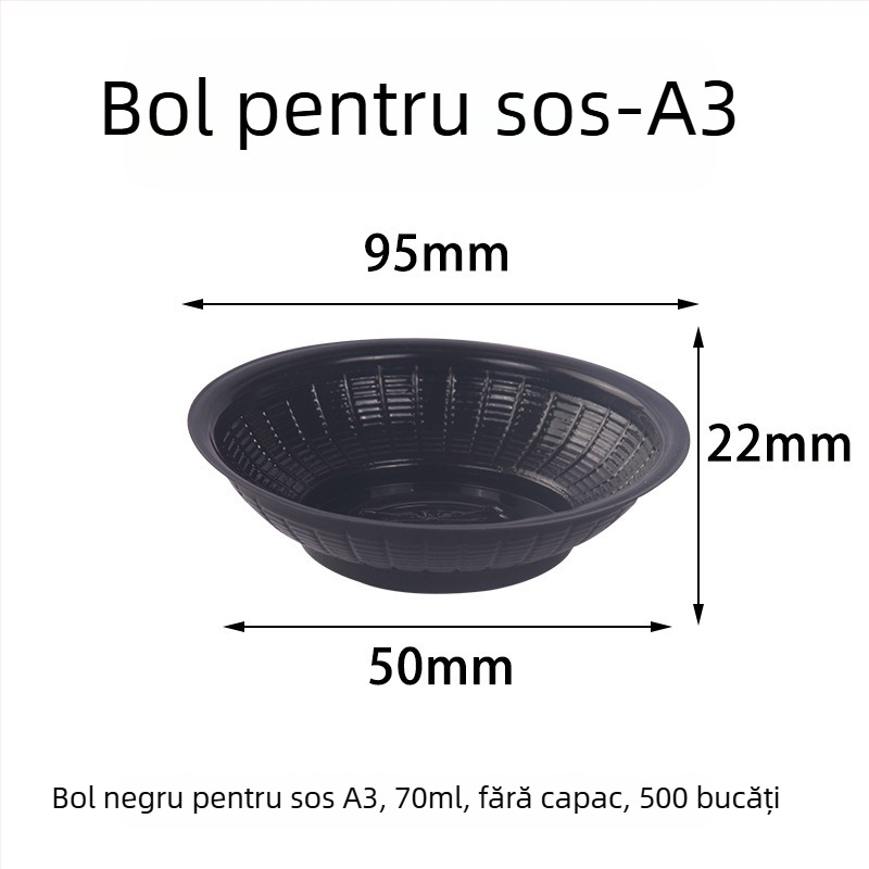 Recipient din plastic transparent, rotund, de unică folosință, pentru sosuri și condimente