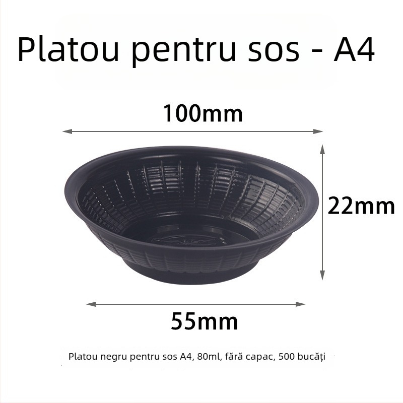 Recipient din plastic transparent, rotund, de unică folosință, pentru sosuri și condimente