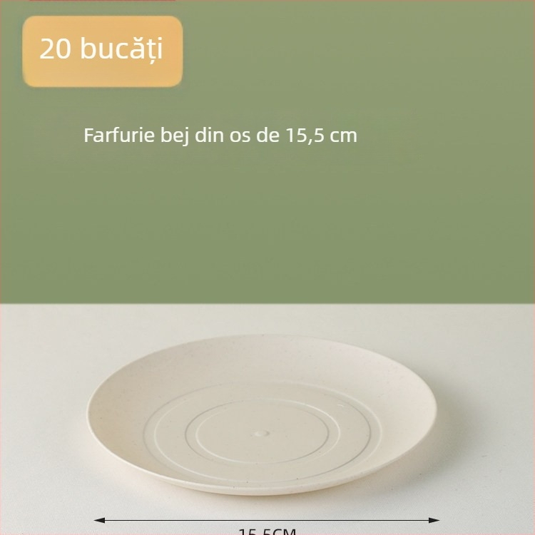Set de veselă de unică folosință din coajă de orez: boluri, farfurii pentru grătar și fructe, rezistent la temperaturi înalte, trei piese