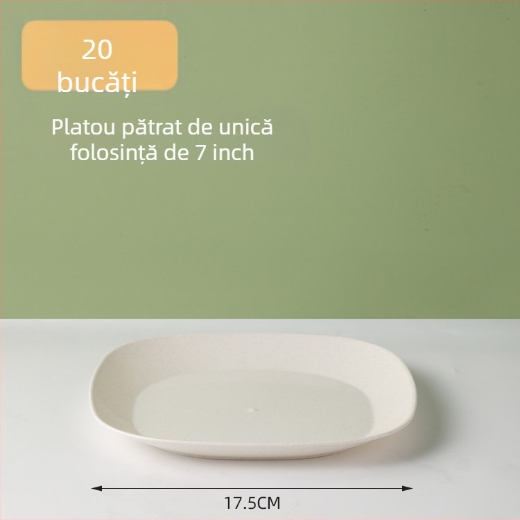 Set de veselă de unică folosință din coajă de orez: boluri, farfurii pentru grătar și fructe, rezistent la temperaturi înalte, trei piese