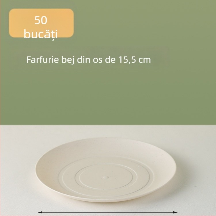 Set de veselă de unică folosință din coajă de orez: boluri, farfurii pentru grătar și fructe, rezistent la temperaturi înalte, trei piese