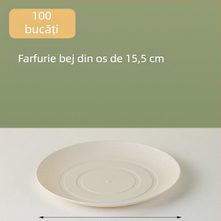 Set de veselă de unică folosință din coajă de orez: boluri, farfurii pentru grătar și fructe, rezistent la temperaturi înalte, trei piese